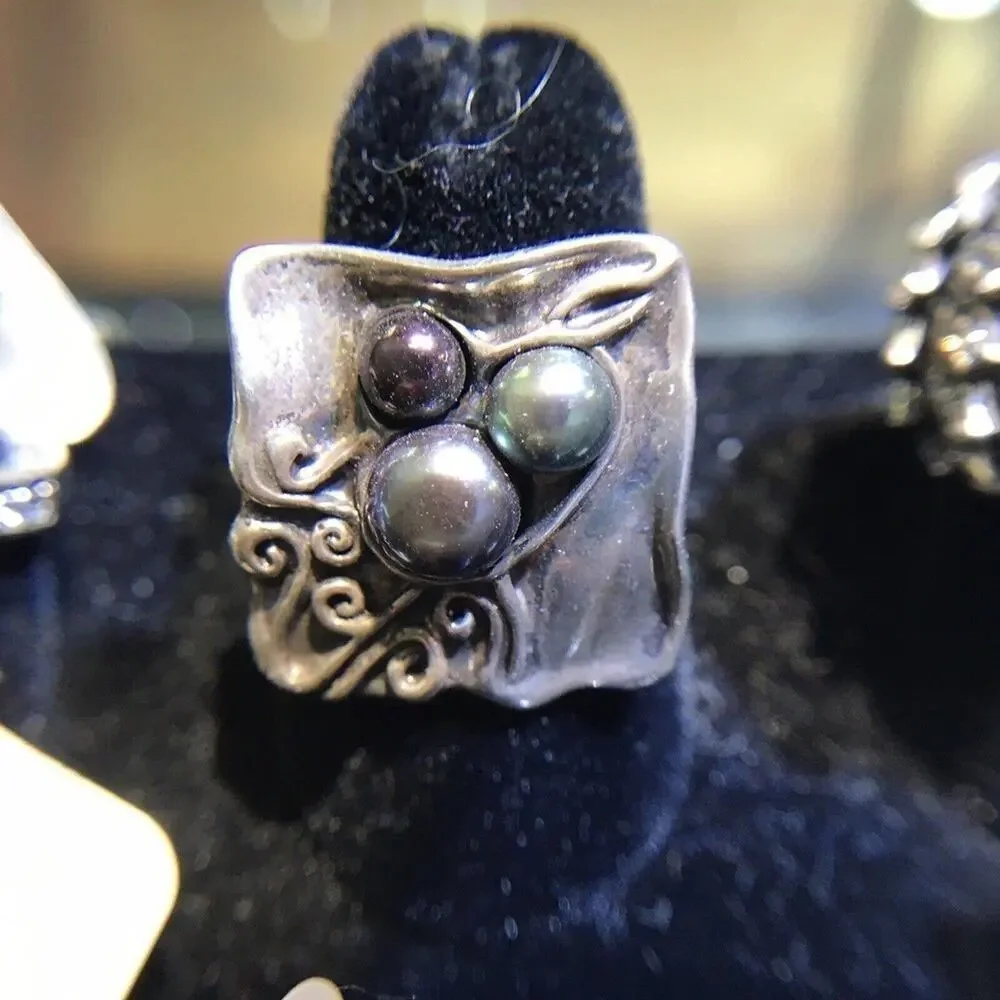 Robson Jewelers Ring Sz6.5 Silver/Pearls 925 NWT (All Stones Simulated)